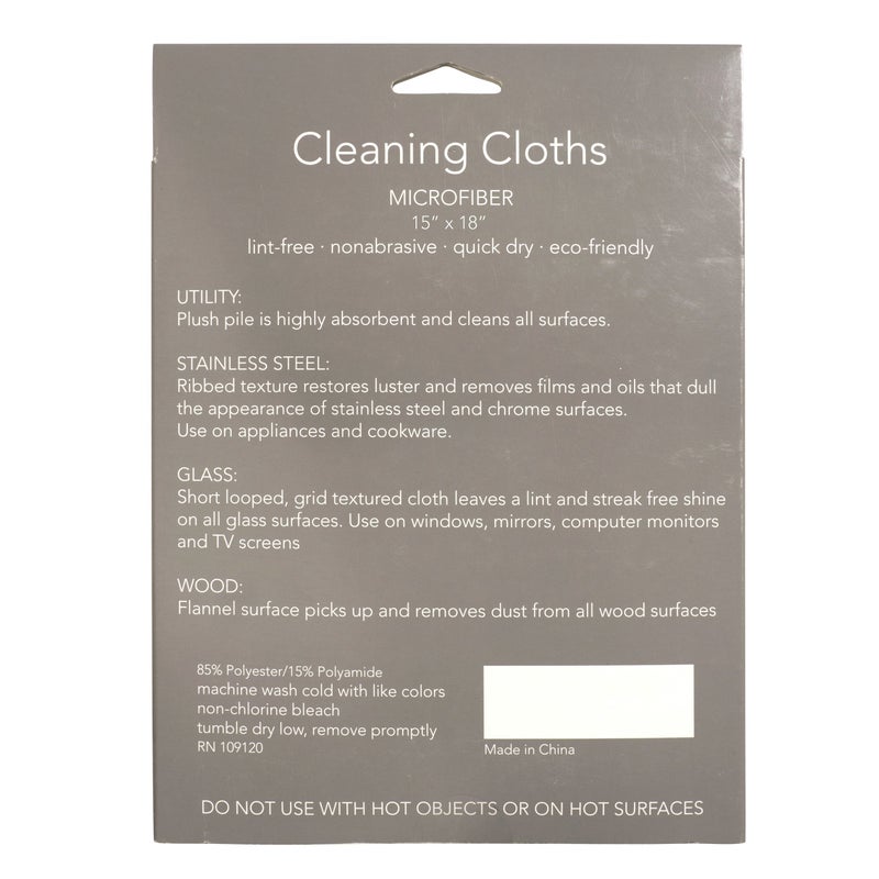 KAF Home Pantry Multipurpose Microfiber Textured Cleaning Cloth 4-Pack, 15 x 18-Inch, (1 Utility, 1 Stainless Steel, 1 Glass, 1 Wood) - Image 4